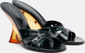 Dries Van Noten Patent leather wedge mules