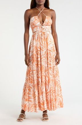 Elan Cutout Cover-Up Maxi Dress in Sunset Bali Print at Nordstrom, Size X-Large
