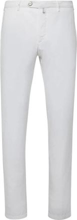 Kiton Witte Katoen Zijde Slim Fit Broek - Heren - Slim Fit Broeken - Wit - W33 - Katoen - Broeken