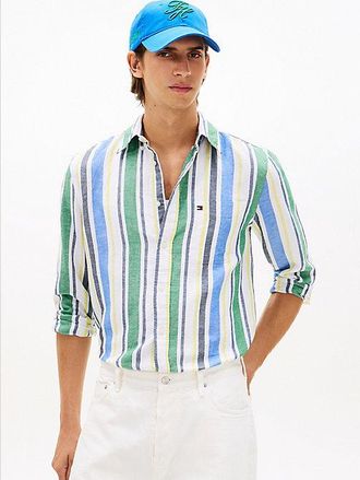 Tommy Hilfiger Regular Fit Stripe Linen Blend Shirt