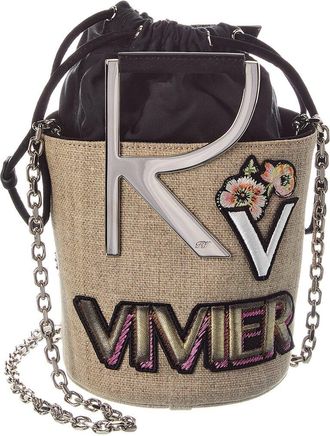 Roger Vivier Logo Raffia Bucket Bag