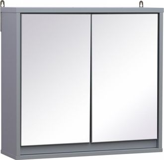 HOMCOM Bathroom Cupboard Double Door Grey | TJ Hughes