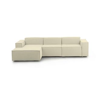 Dmora Sof&aacute; Fijo Dflori, Sof&aacute; Modular 3 Plazas Pen&iacute;nsula Izquierda, 100% Made In Italy, Sof&aacute; Moderno En Tela, Cm 300x170h70, Beige - Dmora