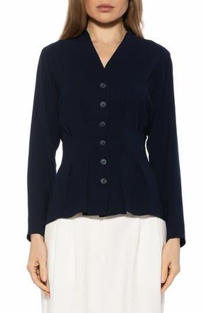 Alexia Admor Amaris Cinched Waist Button-Up Shirt in Lapis at Nordstrom Rack, Size 14