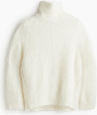 H&M Pullover aus Mohairmix mit hohem Kragen - White