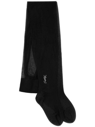 Saint Laurent Collant semi trasparenti con cristalli - Nero