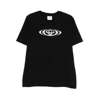 Casablanca T-Shirts, male, Black, Size: 2XL Warped Logo Short Sleeve T-Shirt