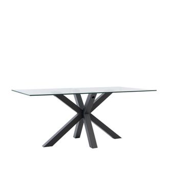 Koketto Home Mesa de comedor 160 con tablero de vidrio y patas negras