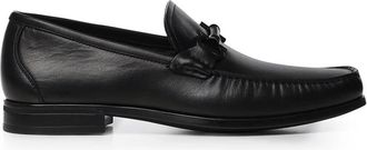 Ferragamo Gancini Versiering Loafers - Heren - Loafers - Zwart - 40 EU - Leer - Schoenen
