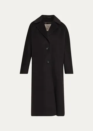 Cinzia Rocca Long Two-Button Notch-Collar Wool Coat, Espresso