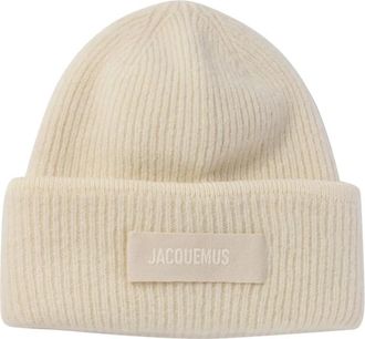 Jacquemus Witte Gros Grain Beanie Hoed - Dames - Hoeden - Wit - ONE Size - Wol - Accessoires