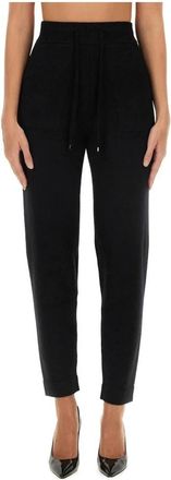 Max Mara Geborduurd Logo Gebreide Hoodie en Joggingbroek Set - Dames - Sweatpants - Zwart - M - Tweed - Broeken