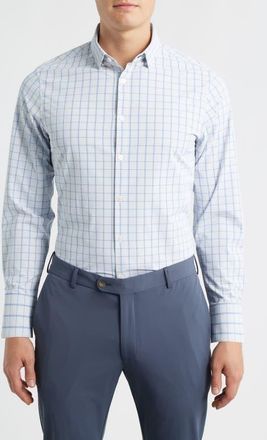 Mizzen+Main Leeward Trim Fit Check Button-Up Shirt in Cobalt Hampton Plaid at Nordstrom, Size Xx-Large