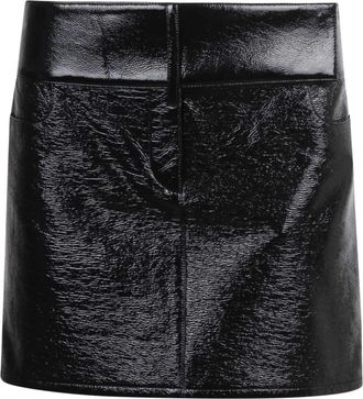 Courrèges Short Skirts, female, Black, XS, Vinyl Mini Skirt with Belt