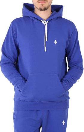Marcelo Burlon Mens Blue Cross Logo Regular Hoodie