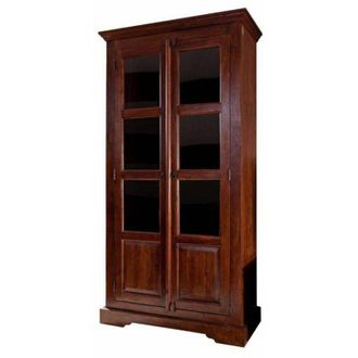 Massivmoebel24 vetrina in legno di Acacia 98x46x191 nougat laccato oxford 440