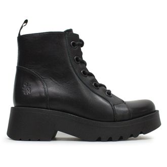 FLY London METZ788FLY Java Leather Womens Ankle Boots - Ground Green - Size:UK 6