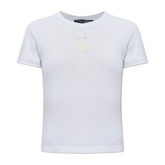 Dolce & Gabbana T-Shirts, female, White, Size: XS T-shirt with logo patch