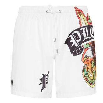 Philipp Plein Heren, Badkleding, Wit, Maat: 2XL Poliester