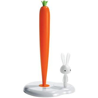 Alessi Bunny & Carrot ASG42 w - Portarotolo da Cucina di Design in Resina Termoplastica, Bianco - Alessi