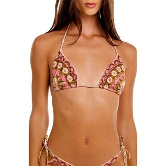 Agua Bendita Lolita Matches Embroidered Bikini Top in Pink Multi at Nordstrom, Size X-Large