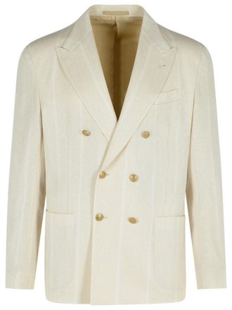 Eleventy Cream Cotton Blend Blazer