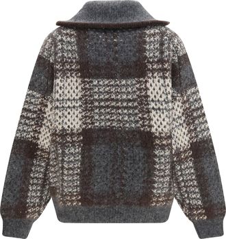 Brunello Cucinelli Checked Wool with Sequins Cardigan - Gray