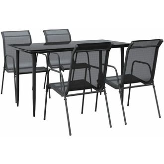 vidaXL Juego De Comedor Para Jard&iacute;n 5 Piezas Acero Y Textilene Negro Vidaxl