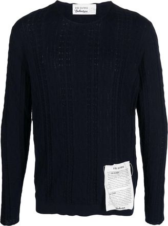 Ballantyne crew-neck pointelle-knit jumper - men - Cotton - 50 - Blue