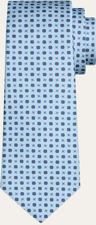 Kiton Mens Geometric Silk Sevenfold Tie