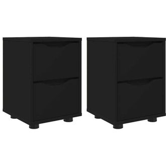 vidaXL Mesas De Noche Con Caj&oacute;n 2 Pcs Negro 30,5 X 30 X 43 Cm Vidaxl