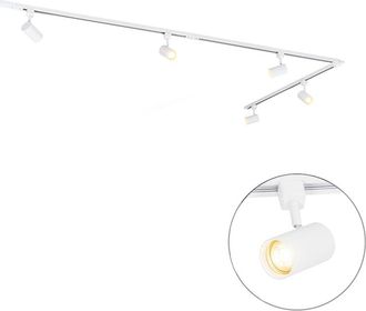 QAZQA Qazqa Moderno Sistema De Iluminaci&oacute;n De Riel Inteligente Blanco Monof&aacute;sico 5 Luces Con Wifi Gu10 - Iconic Jeana Aluminio /acero /pl&aacute;stico Alargada Ade