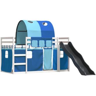 vidaXL Vidaxl - Litera Con Tobog&aacute;n Y Cortinas Azul 90x190 Cm