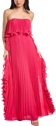 Badgley Mischka Octo Ruffle Pleated Gown