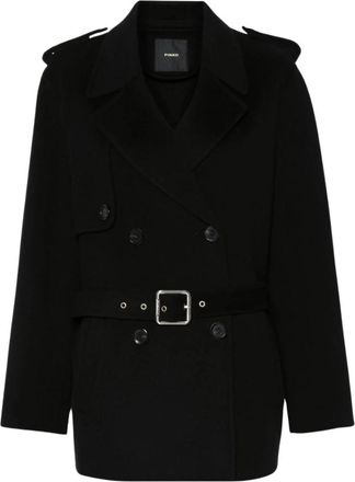 Pinko Zwarte Jassen voor Vrouwen - Dames - Blazers - Zwart - M - Wol - Jassen