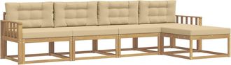 vidaXL Conjunto De Sof&aacute;s De Exterior 4 Uds. Y Beige Poli&eacute;ster Vidaxl