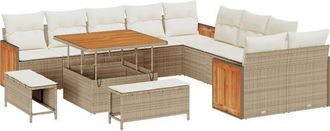 vidaXL Garden Sofa Set 13 pcs Beige, Cream 100 x 100 x 71 cm Vidaxl
