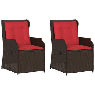 vidaXL Banco De Jard&iacute;n 2 Pcs Marr&oacute;n Rat&aacute;n Sint&eacute;tico Vidaxl