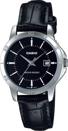 Casio Womens Black Dial Leather Band Analog Watch - LTP-V004L-1AUDF