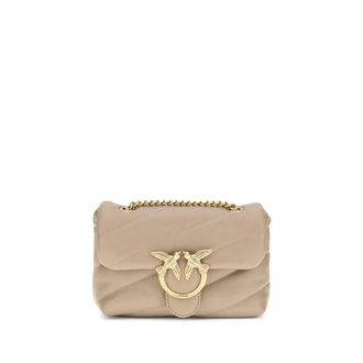Pinko Love Baby Schoudertas - Dames - Schoudertassen - Beige - ONE Size - Leer - Tassen