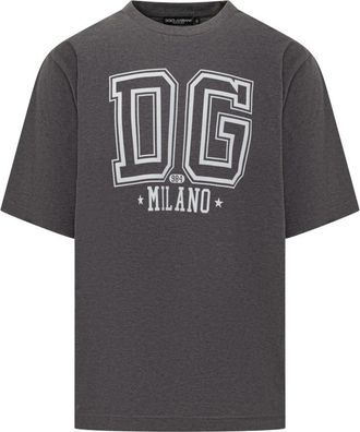 Dolce & Gabbana Cotton t-shirt met print - Heren - T-shirts - Grijs - S - Katoen - Tops