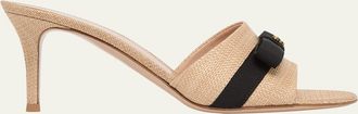 Gianvito Rossi 70mm Raffia Bow Mule Sandals