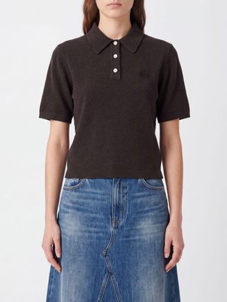 Isabel Marant Polo in maglia di cotone e lana a maniche corte con logo a contrasto