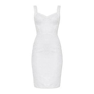 Dolce & Gabbana Kleedjes, Dames, Wit, S, Leer, Fitted Dress