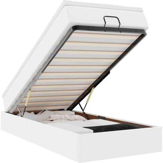 vidaXL Estructura Cama Otomana Colch&oacute;n Cuero Sint&eacute;tico Blanco 90x200cm