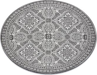RugsX Rugsx - Alfombra De Cuerda Sisal Loft 21193 Circulo Boho Marfil/plateado/gris Grey Circulo 120 Cm