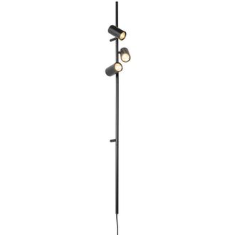 QAZQA Qazqa Moderno L&aacute;mpara De Pared Inteligente Negra Con Interruptor De Pie 3 Luces Incl. 3 Wifi Gu10 50mm - Jeana Luxe Acero Alargada Adecuado Para Led M