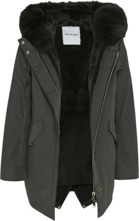 Yves Salomon Korte Iconische Parka 72cm - Dames - Parka Jassen - Groen - XS - Katoen - Jassen