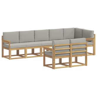 vidaXL Conjunto De Sof&aacute;s De Exterior 8 Pcs Blanco Y Gris Claro Vidaxl