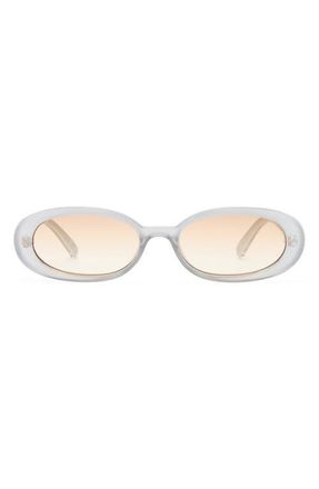 Le Specs Outta Love 51mm Oval Sunglasses in Silver Pearl /Light Brown at Nordstrom